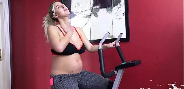  Pregnant and Masturbating on Her Exercise Bike!